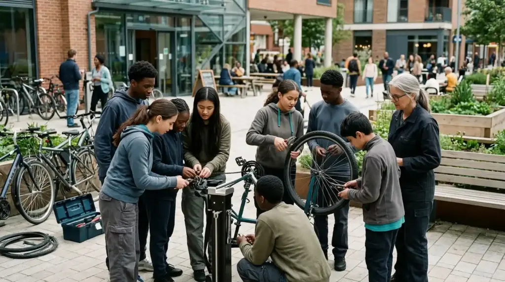 Young people participating in a constructive community activity, representing prevention, resilience and innovative responses to drug-related challenges.