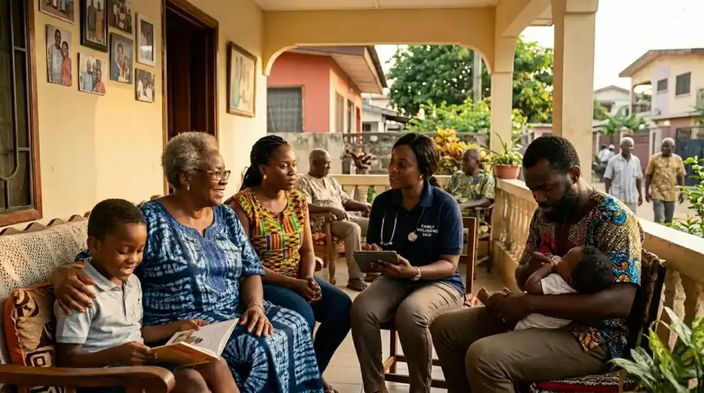 A multigenerational family spending time together in a supportive home and community setting during International Day of Families awareness activities.