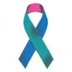 Blue, Teal & Pink Ribbon, representing Thyroid Cancer Awareness Month