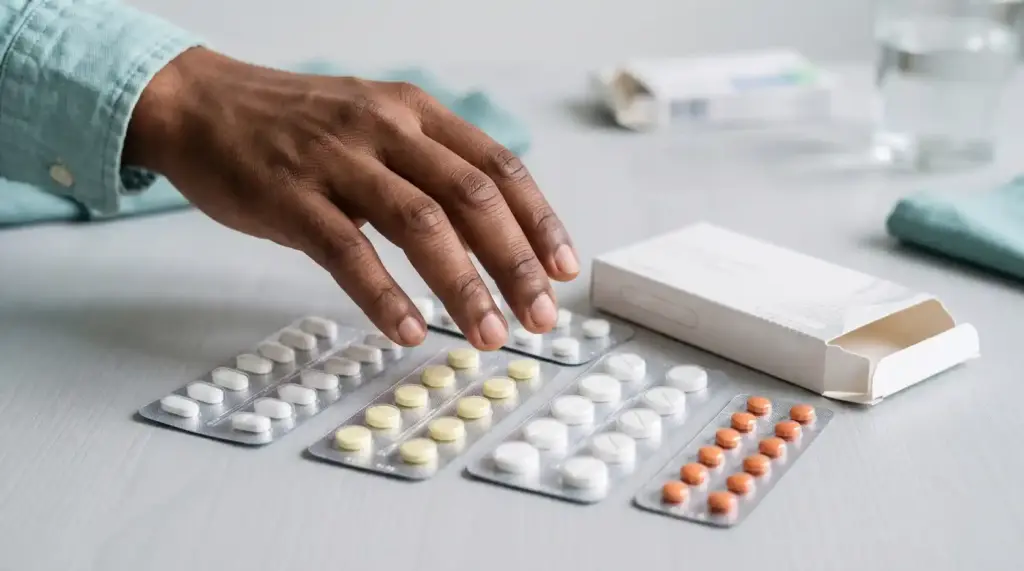 Different unbranded medicines representing uncertainty about fake malaria medicines.